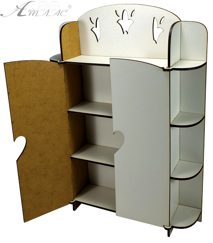 Мебель для кукол ростом 30 см - Шкаф № 1 с полками из МДФ AS-6010, М-2037 фото 2 Мебель для кукол ростом 30 см - Шкаф № 1 с полками из МДФ AS-6010, М-2037 фото 2