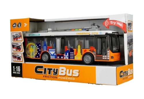 Игрушка Машинка City Bus Троллейбус свет звук двери открываются 28 см  А1119-9 фото 2