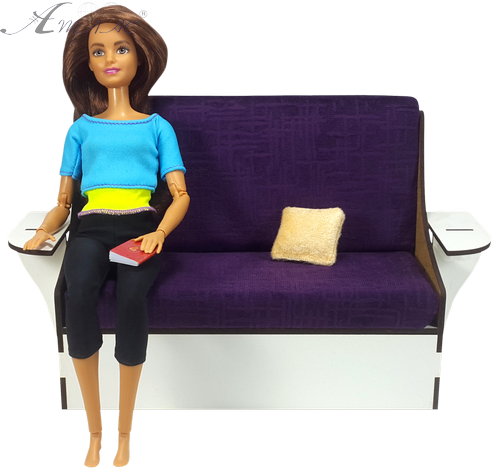 Мебель мягкая для кукол ростом 30 см - Диван фиолетовый из МДФ AS-7812 фото 2 Мебель мягкая для кукол ростом 30 см - Диван фиолетовый из МДФ AS-7812 фото 2