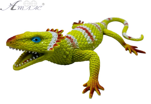 Іграшка Силіконова тягнучка Ящірка Велика жовта з червоними смужками  06756