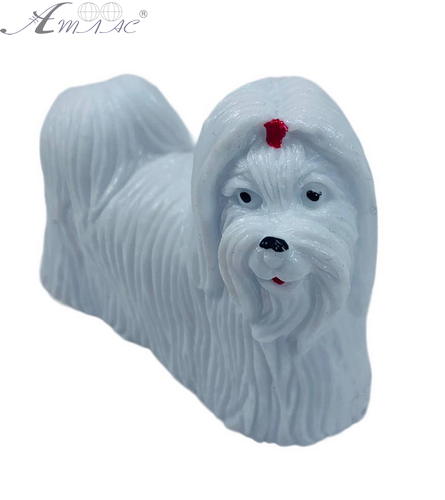 Іграшка Силіконова тягнучка собака Ши-тцу белая 9 см  10169