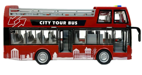 Игрушка Автобус Shuttle Bus кабрио двухэтажный красный 28 см  WY916A фото 2