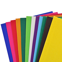 Картон цветной, набор А4 10 цветов гофрированный с Блестками  07514