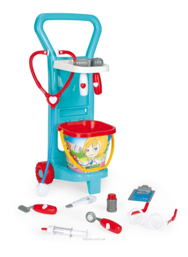 Игрушка Набор врача Wader 11 предметов в тачке  10775