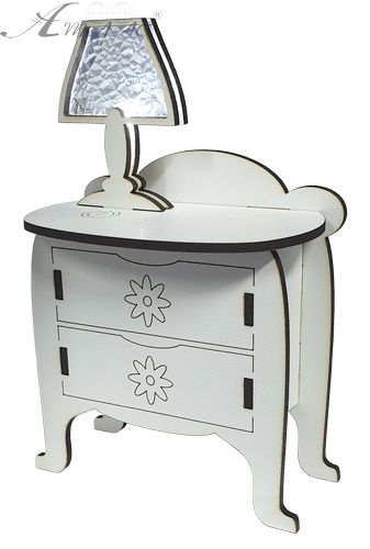 Комод з настольною лампою, сенсорний вимикач, МДФ 10 х 6 х 16 см AS-5530, Е-050 фото 2