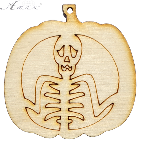 Фігурка фанерна - Гарбуз зі скелетом 5 x 5 см AS-4626, В-0212