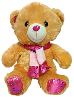 Іграшка М'яка Ведмедик Мікс у шарфі з блискітками 21 см музичний  BL7-2, B5, B10