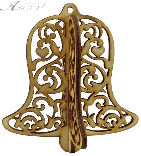 Новорічна прикраса Дзвіночок 3D 8 см AS-4254, F-0132