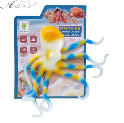 Игрушка силиконовая антистресс Осьминог яркий  17 см  6006А