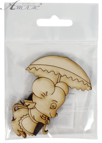 Фигурка фанерная - Мышонок № 17 с зонтиком 53 х 74 мм с магнитом AS-4841, В-0399 фото 2