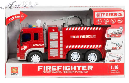 Игрушка Машинка Пожарная свет, звук в коробке  WY351A