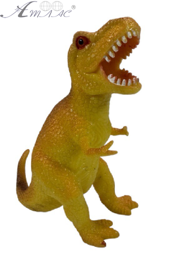 Іграшка силіконова антистрес, Динозавр жовтий з коричневою смугою 10см  07134