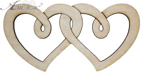 Фігурка фанерна - Серце 2 шт поруч 10 х 5 см AS-4706, В-0277