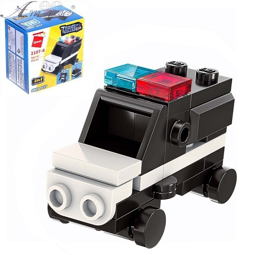 Іграшка Конструктор Qman Джип Поліція 3в1 32 деталі  2107-6