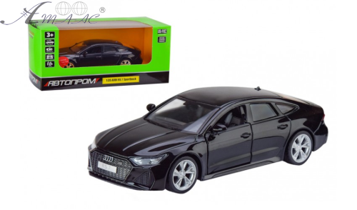 Машинка Автопром Audi RS-7 черная металл инерционная 14см  68476