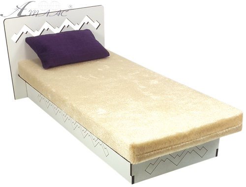 Меблі м'які для ляльок ростом 30 см - Ліжко № 5 бежеве з МДФ AS-7804