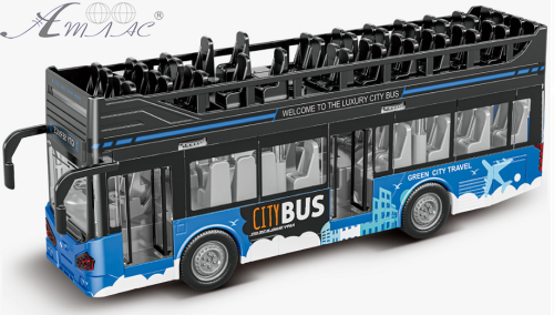 Іграшка Автобус кабріо двоповерховий синій 28 см  JS-122
