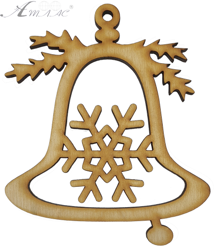 Фігурка фанерна - Дзвіночок зі сніжинкою 8,5 х 9,5 см AS-4658, В-0257