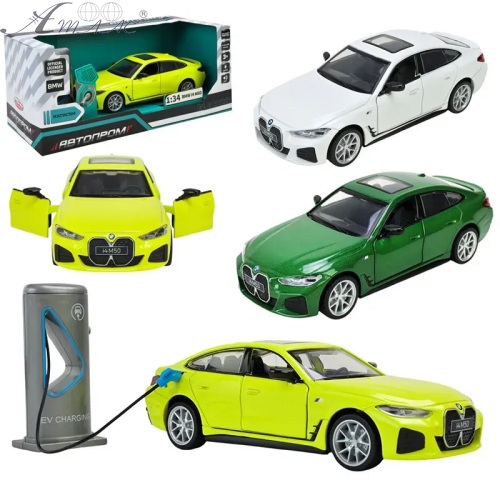 Машинка Автопром BMW i4 M50 Жовта електро, світло звук 14см  68714