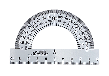 Транспортир металлический БЕЛЫЙ 0,4мм твердый 10 см  AS-0673