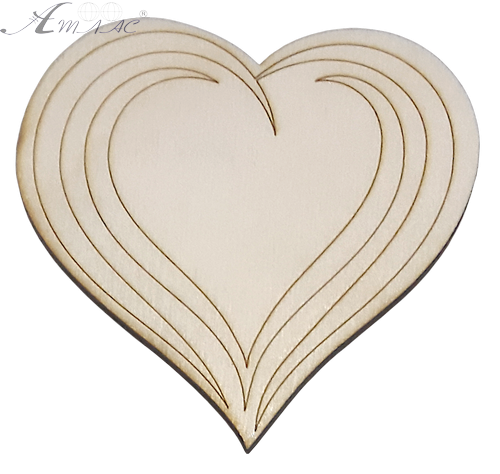 Фигурка фанерная - Сердце с волнистыми линиями AS-4725, В-0152