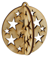 Новогоднее украшение Шарик со звездочками 3D 8 см AS-4257, F-0135
