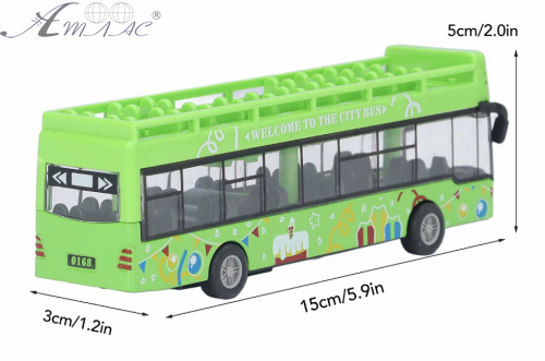 Іграшка Автобус Die-Cast кабріо двоповерховий зелений 15 см  1210-1D48 фото 3