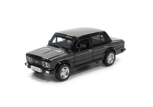 Модель DieCast Replica ВАЗ 2106 Черная свет, звук, металл, инерционная 14см  611A, 04293