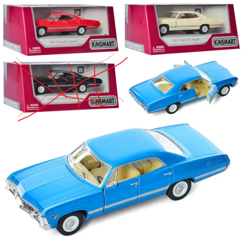 Машинка Kinsmart Chevrolet Impala 1967 год кроме Черной  KT5418W