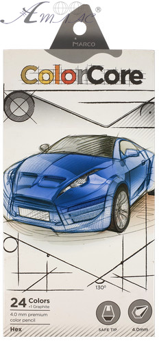 Олівці кольорові Marco Color Core 24 кольорів + 1 графітовий шестигранний 3100-24СВ