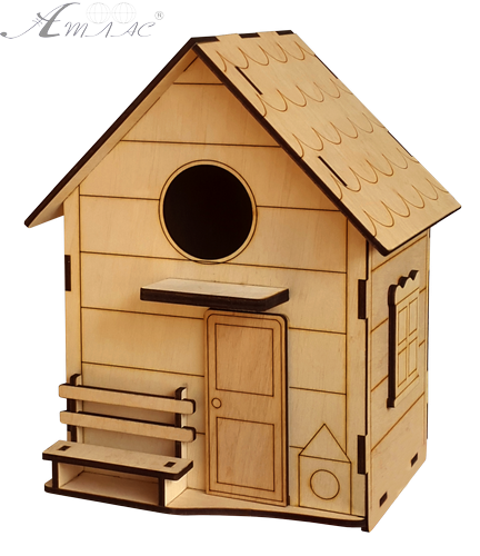 Шпаківня № 6/1 будиночок фарбований, морилка під лаком 21 х 17.5 х 25 см AS-4363