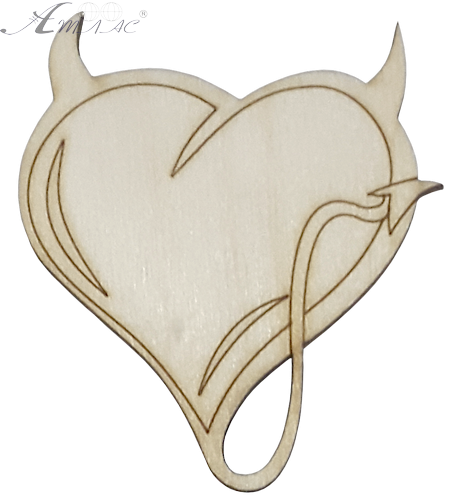 Фігурка фанерна - Серце з ріжками 6 х 6,5 см AS-4736, В-0331