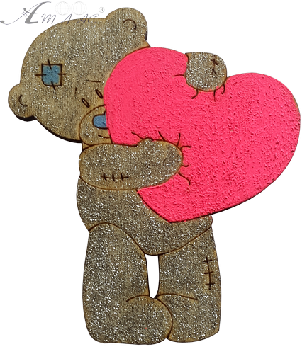 Фигурка фанерная - Мишка с сердцем 6,9 см AS-4685, В-0246 фото 2