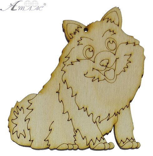 Фігурка фанерна - Песик №  2 пухнастий товстун 75 х 80 мм з магнітом AS-4778, В-0305