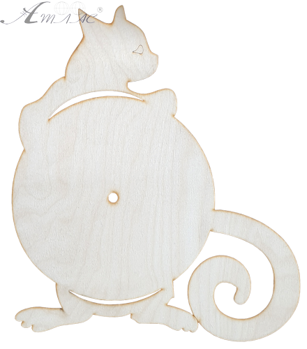 Основа для годинника з фанери 4 мм № 18 Котик за годинами 25 x 37 см AS-4567, В-0240 Основа для годинника з фанери 4 мм № 18 Котик за годинами 25 x 37 см AS-4567, В-0240