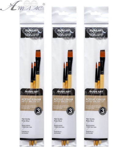 Набір синтетичних пензлів 3 шт № 4, 4, 12 AS330-3 Набір синтетичних пензлів 3 шт № 4, 4, 12 AS330-3