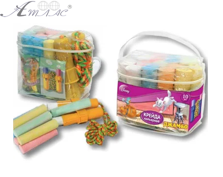 Олівці кольорові Товсті 1В 10 кольорів + Скакалка в сумці 400069