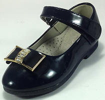 Туфли Clibee М-330 р. 26, 27, 30 черные с золотой пряжкой