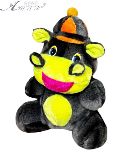 Іграшка М'яка Великий Бегемот 70 см сірий з яскравими вставками  13160