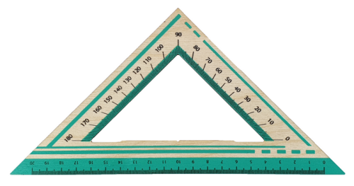 Треугольник деревянный 20см Транспортир бирюза  AS-0669