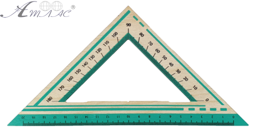 Трикутник ДЕРЕВ. 20см Транспортир бірюза  AS-0669