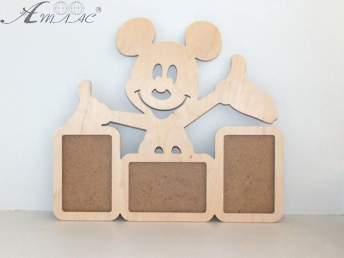 Дерев'яна Фоторамка з 3-х частин "Міккі Маус" 1270