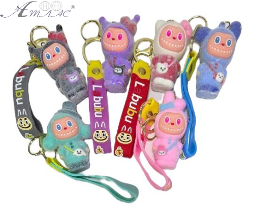 Брелок Лабубу бархатный с браслетом 7 см  06927