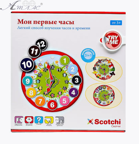 Игрушка Scotchi Развивающая  Мои первые часы на липучке  20028