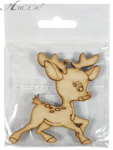 Фігурка фанерна - Оленятко з ріжками 6 см AS-4691, В-0255 фото 2