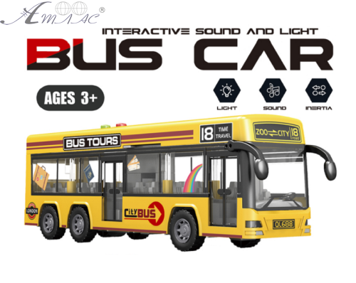 Іграшка Автобус BUS CAR двері відкриваються світло звук жовтий 28 см 329-1