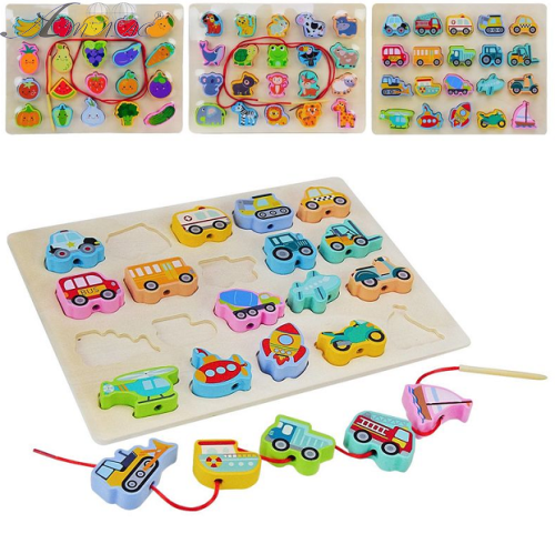 Іграшка Дерев'яна Рамка - сортер та шнурівка мікс WD13027 Іграшка Дерев'яна Рамка - сортер та шнурівка мікс WD13027