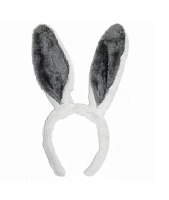 Игрушки Обруч Ушки Зайки меховые 28см Бело-серые  15440