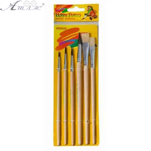 Набір пензлів Поні + Щетина 6шт Peppy Pinto № 2,4,6,8,10,12 01982 Набір пензлів Поні + Щетина 6шт Peppy Pinto № 2,4,6,8,10,12 01982