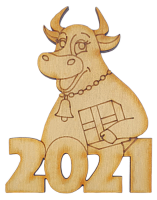 Фігурка фанерна - Корова або Бик №  3 Бик з подарунком 6,5 х 8 см + магніт AS-4516